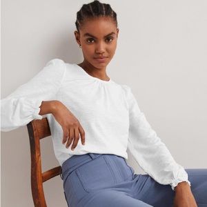 Boden Blouson Cotton Crew Neck Top